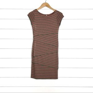 Bailey 44 Striped Layered Column Tiered Dress Brown Red